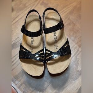 Bayton Black Patent Sandals Size EU 41 US 10 Ankle Strap Comfort Shoes